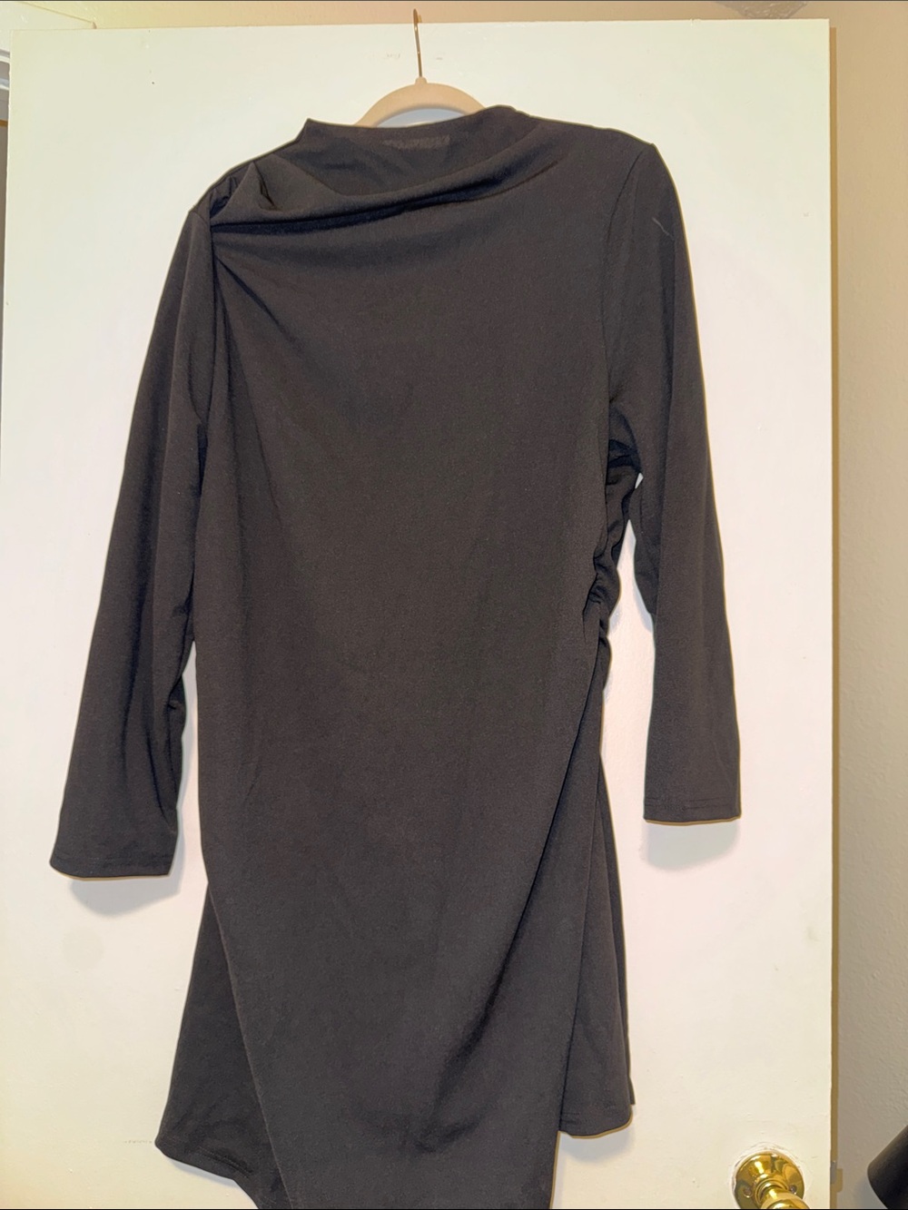 SHEIN Black Long Sleeve Asymmetric Tunic Dress